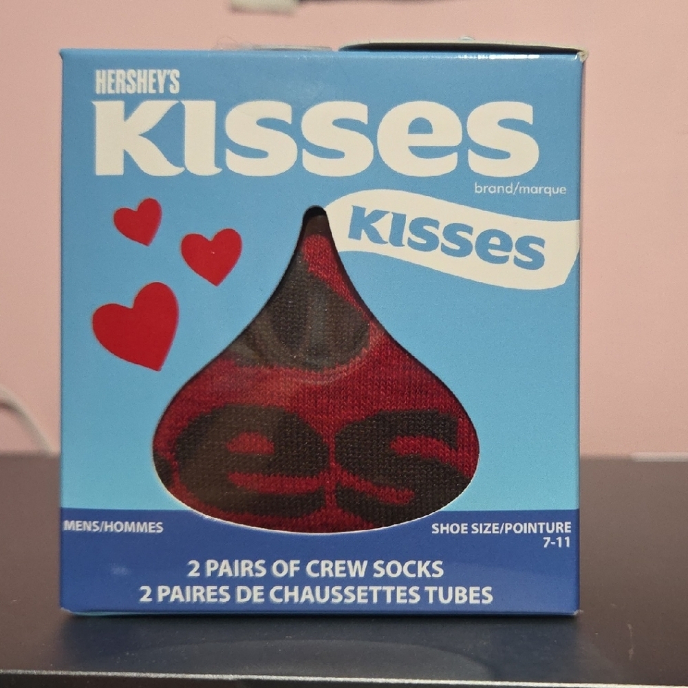 #6 - Hershey's Kisses Crew Men Socks - 2 Pairs Size 7 - 11 Original Packaging